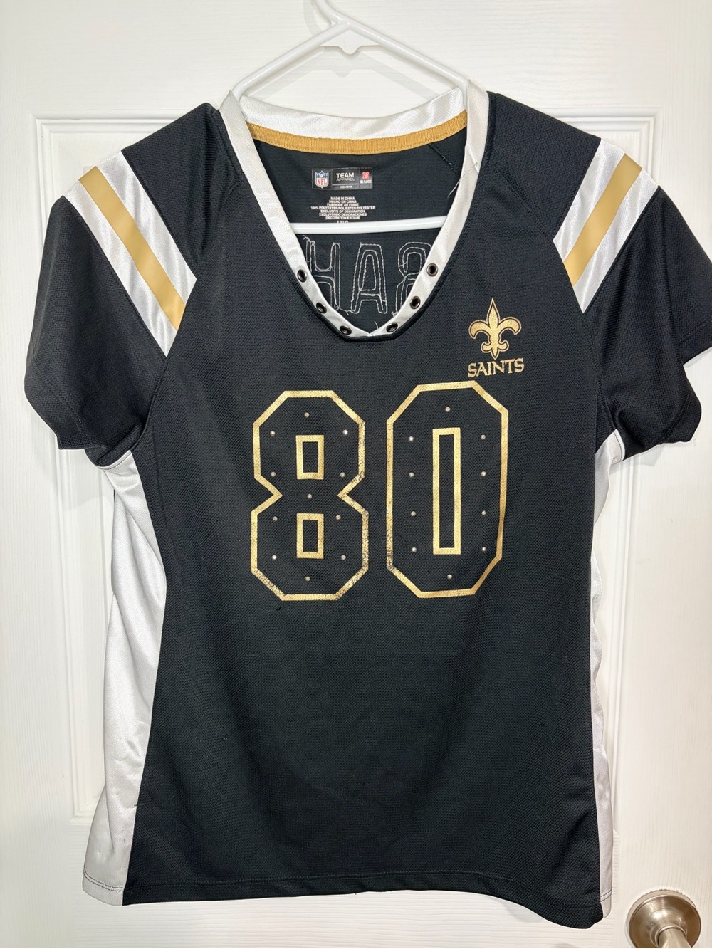 NFL Women's Black & Gold #80 Saints Jersey Top